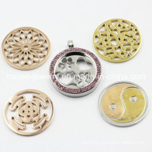 2015 Fashion Stainless Steel Coin Locket Pendant with Plates